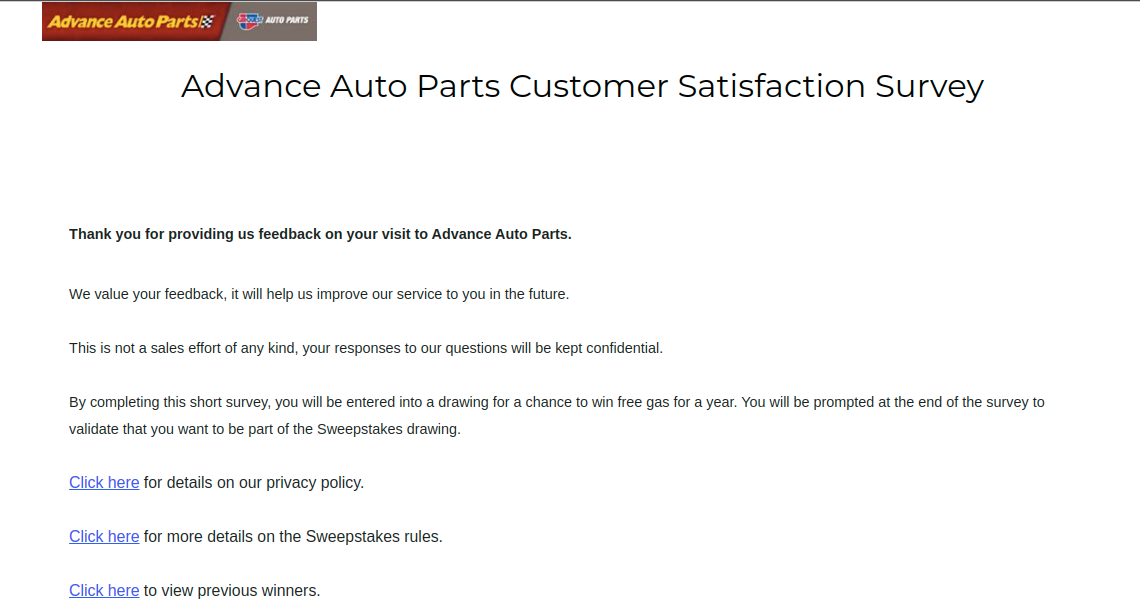 Advance Auto Parts Customer Satisfaction Survey