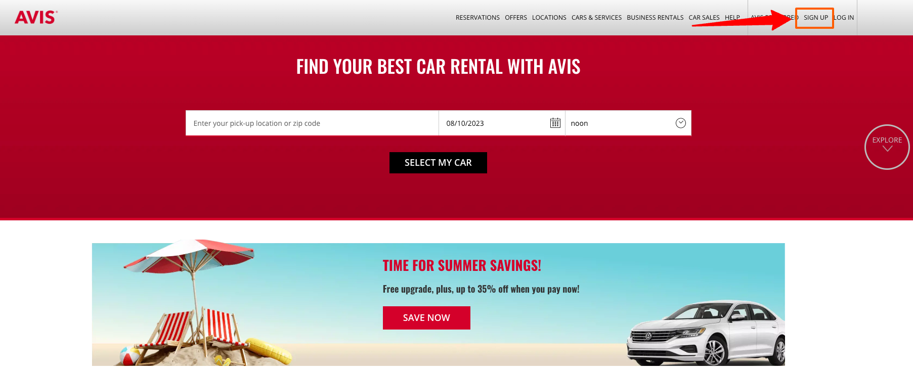 Sign up for Avis Login Account